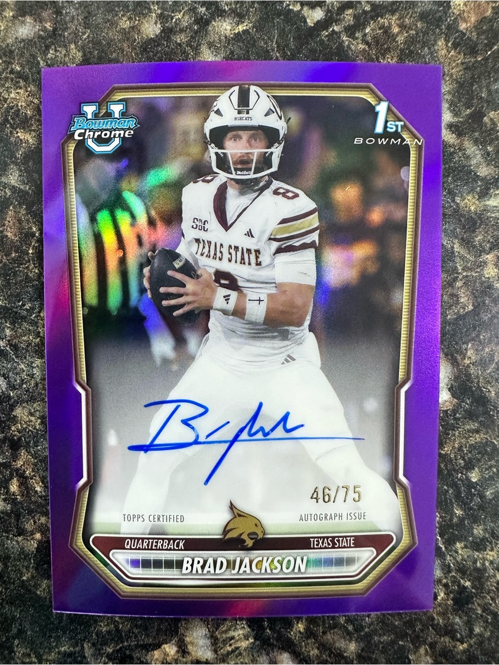Brad Jackson 2026 Bowman Chrome Autograph Football Trading Card - Purple 46/75